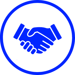 Dve podávajúce si ruky v modrom kruhu.