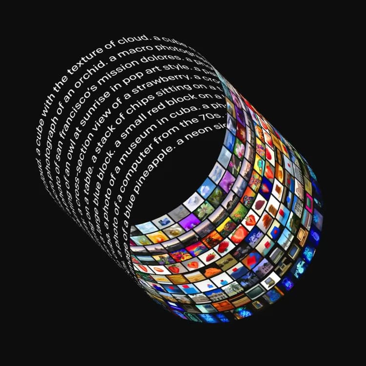 Špirála vytvorená z obrázkov vygenerovaných AI.